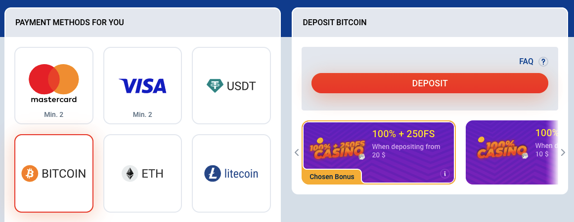 MostBet BTC Deposit